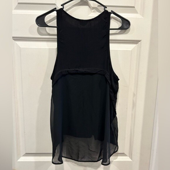 Topshop‎ Black Tank Top US 8 Sleeveless Boho Sheer Back Viscose Whimsigoth - Picture 4 of 4